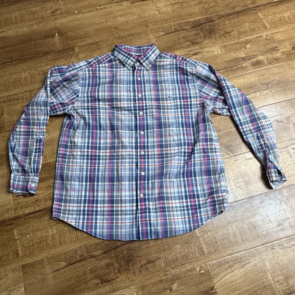 VINEYARD VINES Men's Shirt Classic Fit Tucker Sz XL Pink Blue White Green